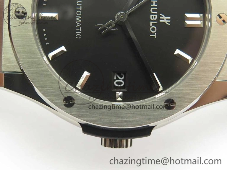Classic Fusion 45mm Titanium WWF 1:1 V2 Best Edition Black Dial On Black Gummy Strap Asian HB1112