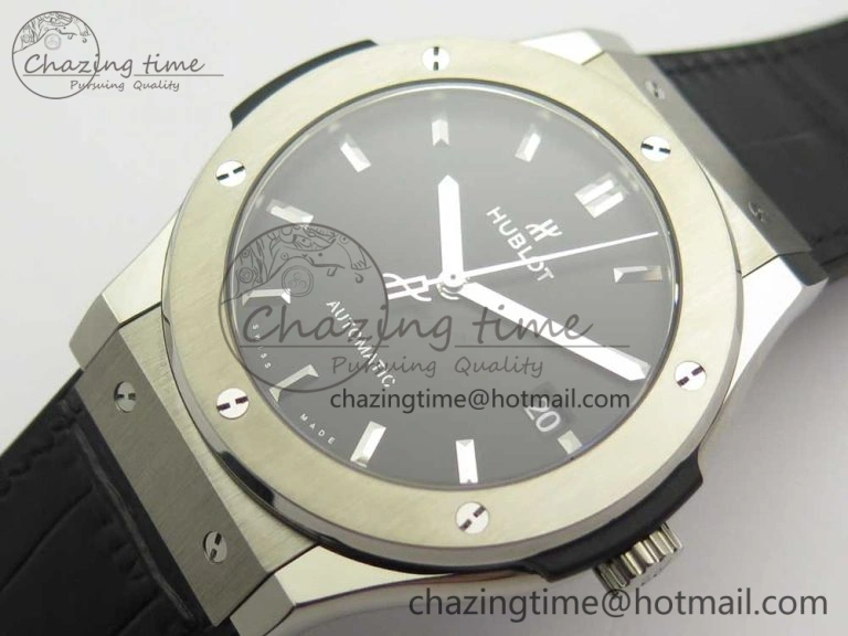 Classic Fusion 45mm Titanium WWF 1:1 V2 Best Edition Black Dial On Black Gummy Strap Asian HB1112