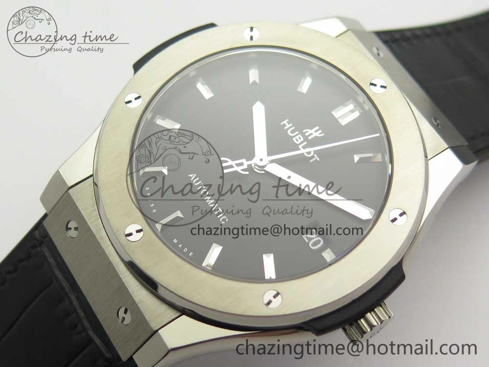 Classic Fusion 45mm Titanium WWF 1:1 V2 Best Edition Black Dial On Black Gummy Strap Asian HB1112