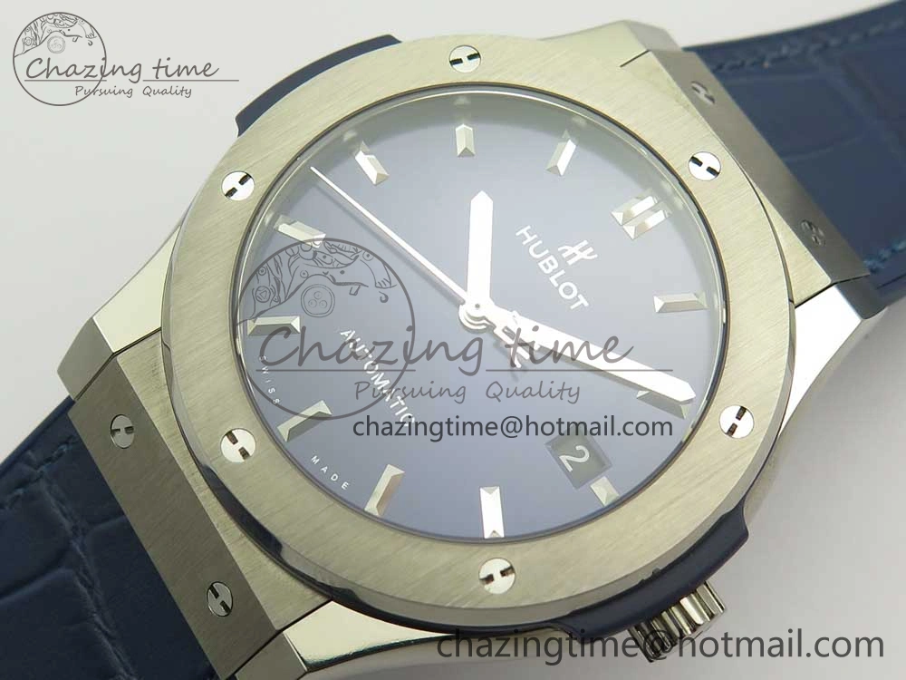 Classic Fusion 45mm Titanium WWF 1:1 V2 Best Edition Blue Dial On Blue Gummy Strap Asian HB1112