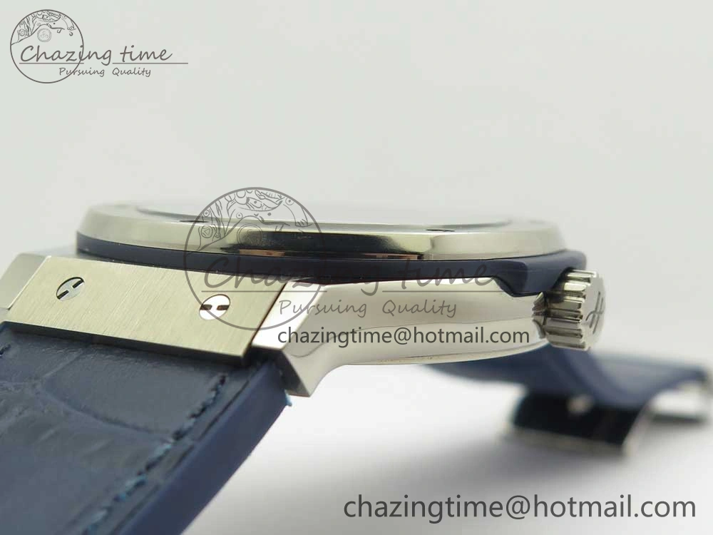 Classic Fusion 45mm Titanium WWF 1:1 V2 Best Edition Blue Dial On Blue Gummy Strap Asian HB1112