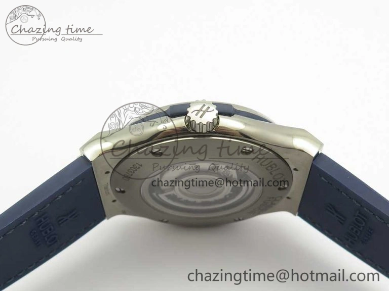 Classic Fusion 45mm Titanium WWF 1:1 V2 Best Edition Blue Dial On Blue Gummy Strap Asian HB1112
