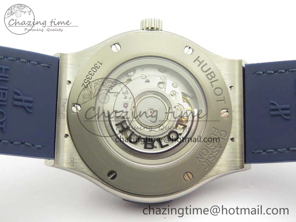 Classic Fusion 45mm Titanium WWF 1:1 V2 Best Edition Blue Dial On Blue Gummy Strap Asian HB1112