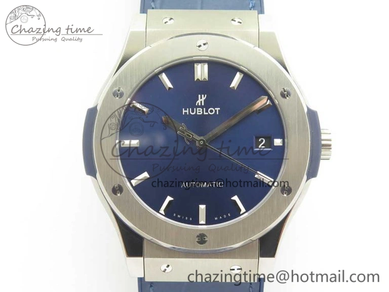 Classic Fusion 45mm Titanium WWF 1:1 V2 Best Edition Blue Dial On Blue Gummy Strap Asian HB1112
