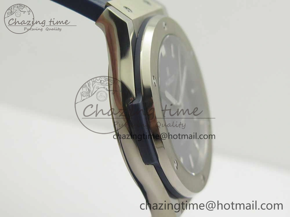 Classic Fusion 45mm Titanium WWF 1:1 V2 Best Edition Blue Dial On Blue Gummy Strap Asian HB1112