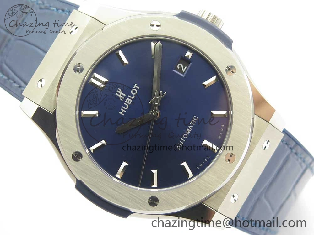 Classic Fusion 45mm Titanium WWF 1:1 V2 Best Edition Blue Dial On Blue Gummy Strap Asian HB1112