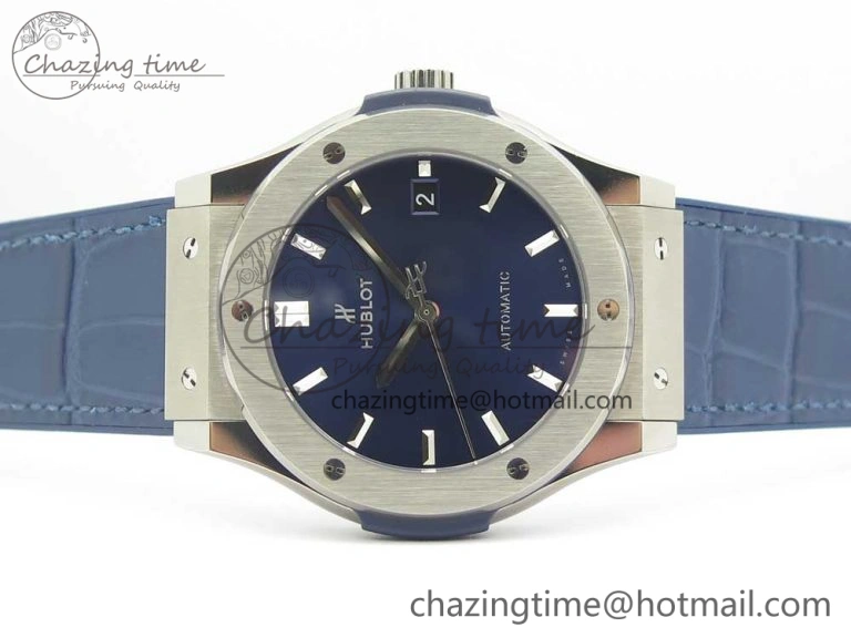 Classic Fusion 45mm Titanium WWF 1:1 V2 Best Edition Blue Dial On Blue Gummy Strap Asian HB1112