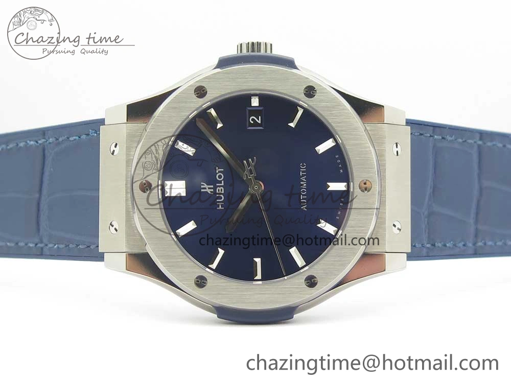 Classic Fusion 45mm Titanium WWF 1:1 V2 Best Edition Blue Dial On Blue Gummy Strap Asian HB1112