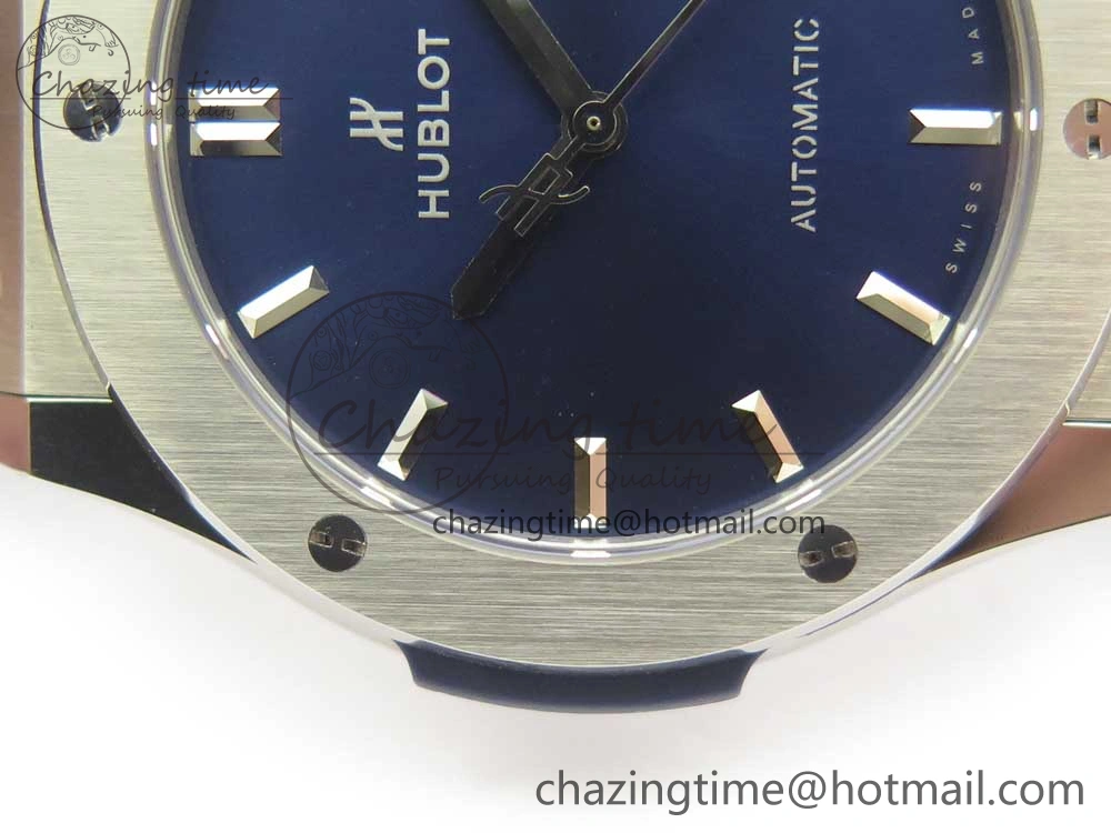 Classic Fusion 45mm Titanium WWF 1:1 V2 Best Edition Blue Dial On Blue Gummy Strap Asian HB1112