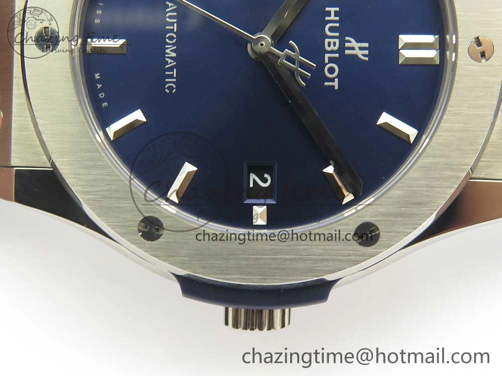 Classic Fusion 45mm Titanium WWF 1:1 V2 Best Edition Blue Dial On Blue Gummy Strap Asian HB1112