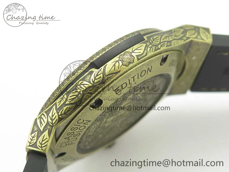 Classic Fusion 45mm YG Engravings Case SRF Best Edition Green Dial On Green Gummy Strap A2892 (Free Box)