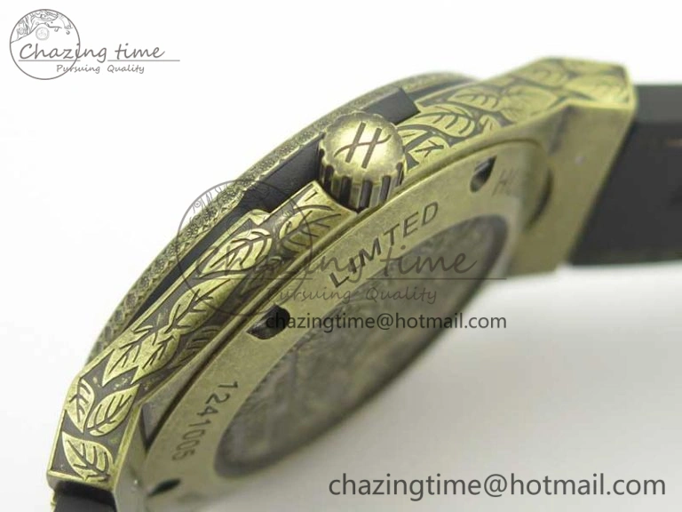 Classic Fusion 45mm YG Engravings Case SRF Best Edition Green Dial On Green Gummy Strap A2892 (Free Box)