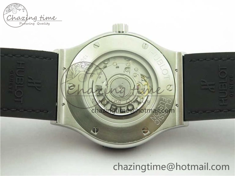 Classic Fusion Automatic  SS Diamonds Case WWF Best Edition Diamonds Paved Dial on Black Gummy Strap HB1112