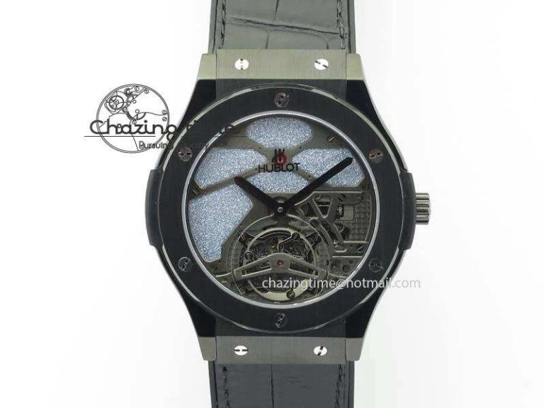 Classic Fusion Automatic  SS Diamonds Case WWF Best Edition Diamonds Paved Dial on Black Gummy Strap HB1112