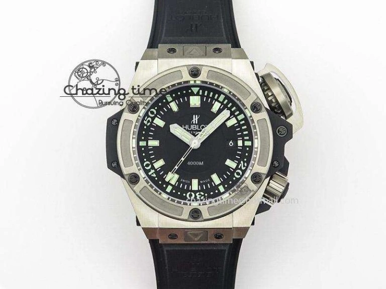 Classic Fusion Automatic  SS Diamonds Case WWF Best Edition Diamonds Paved Dial on Black Gummy Strap HB1112