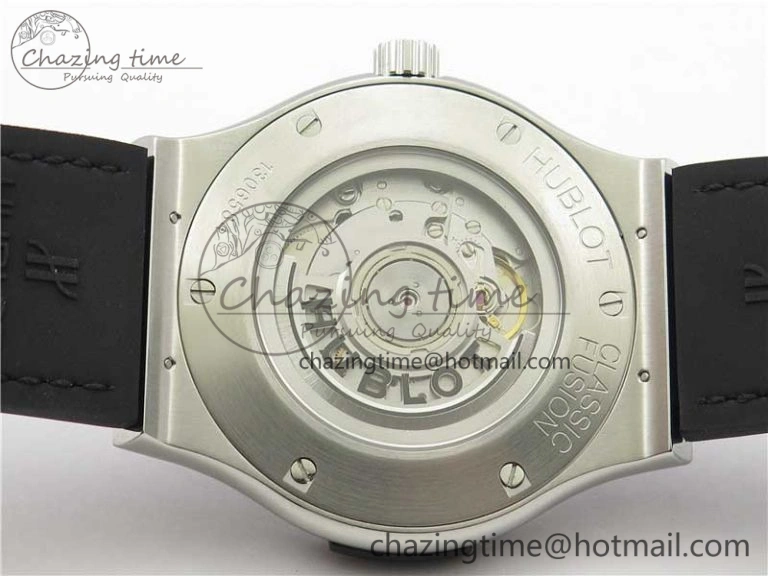 Classic Fusion Automatic SS WWF Best Edition Diamonds Case Diamonds Skull Dial on Black Leather Strap HB1112