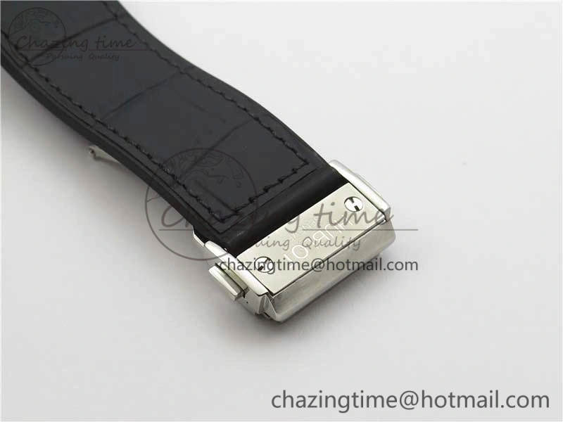 Classic Fusion Automatic SS WWF Best Edition Diamonds Case Diamonds Skull Dial on Black Leather Strap HB1112