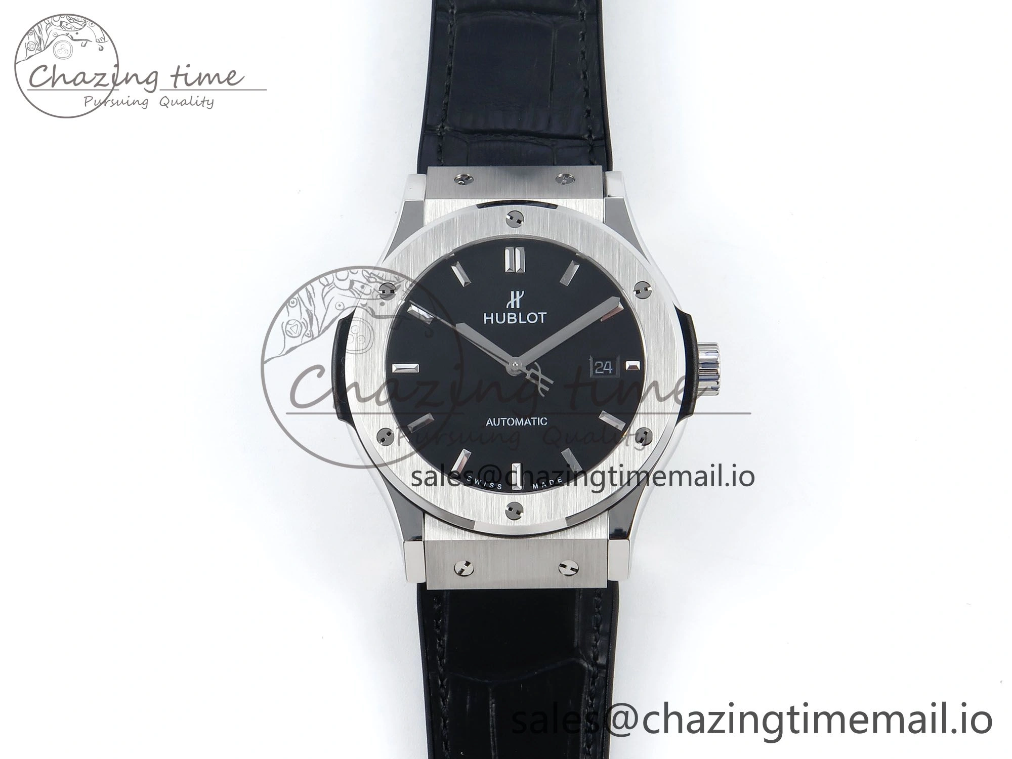 Classic Fusion Bang 42mm HBF 1:1 Best Edition Black Dial on Black Leather Strap A2892