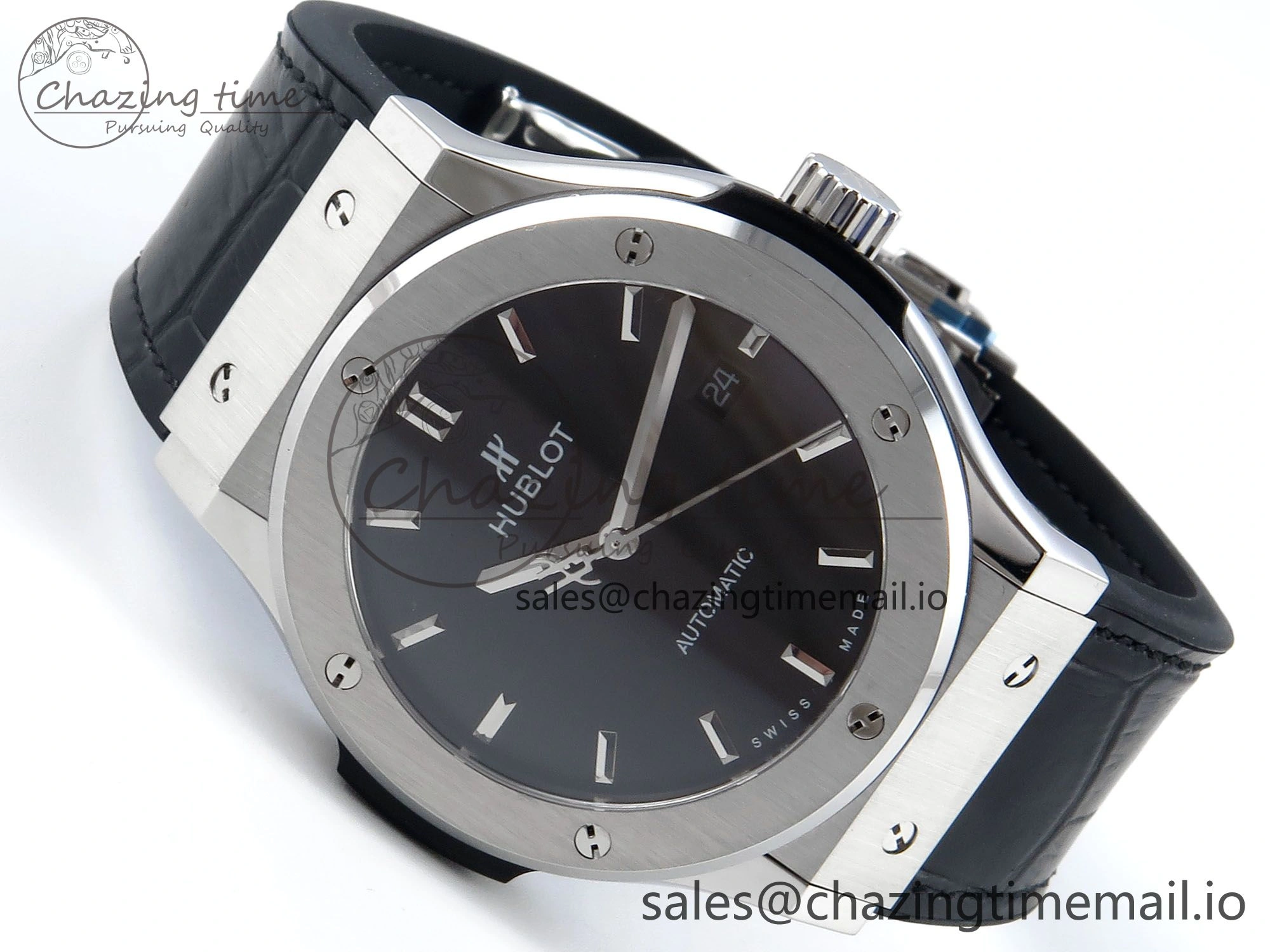 Classic Fusion Bang 42mm HBF 1:1 Best Edition Black Dial on Black Leather Strap A2892