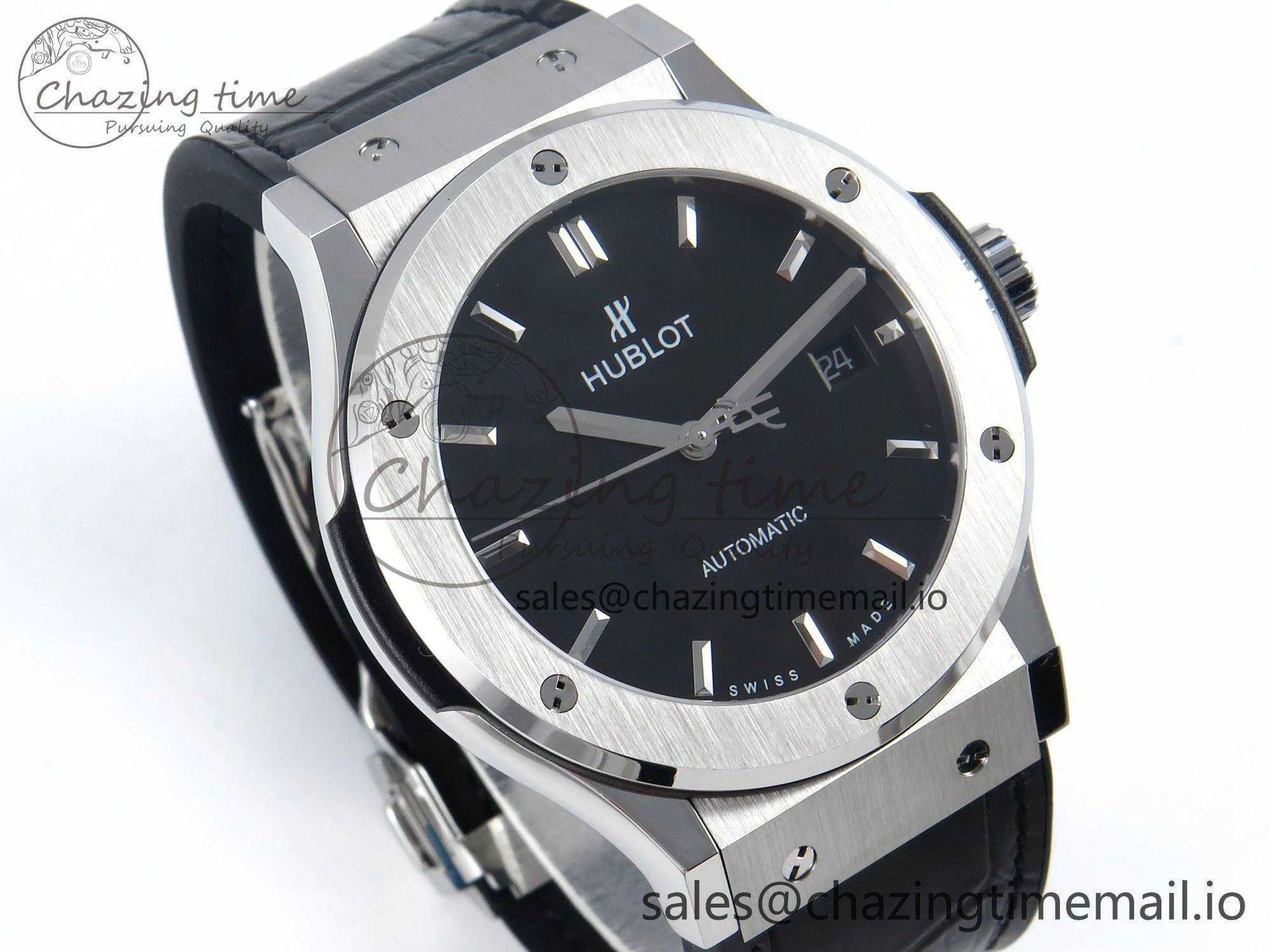 Classic Fusion Bang 42mm HBF 1:1 Best Edition Black Dial on Black Leather Strap A2892
