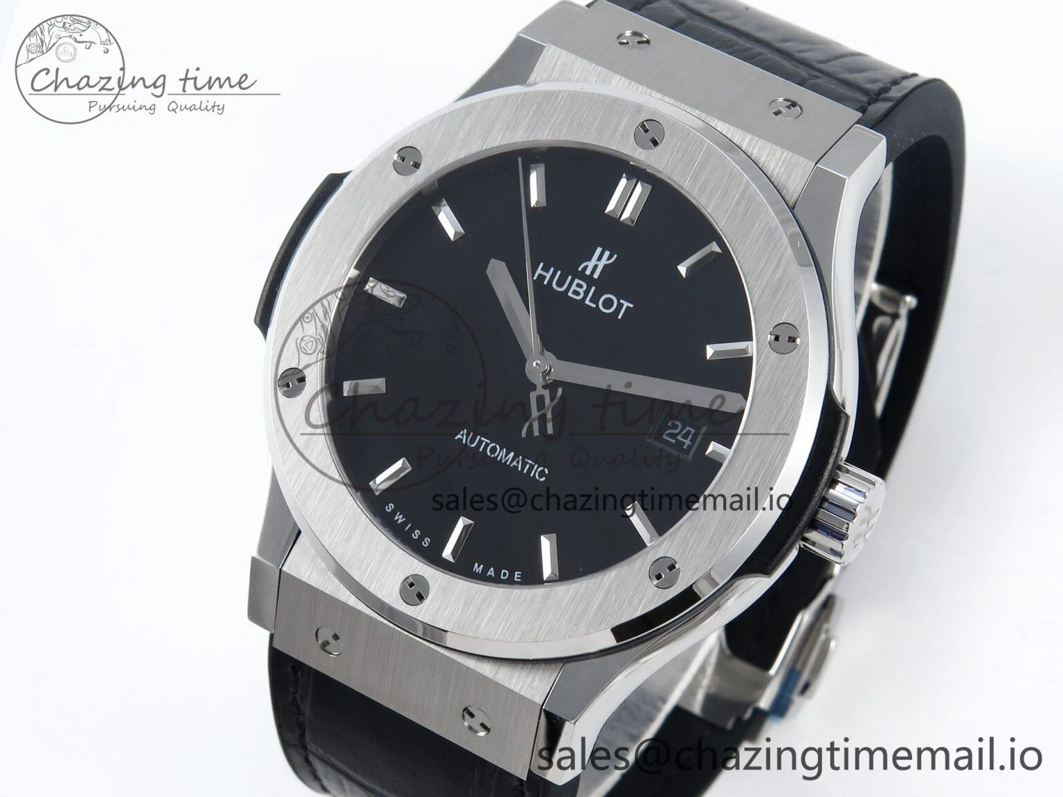 Classic Fusion Bang 42mm HBF 1:1 Best Edition Black Dial on Black Leather Strap A2892