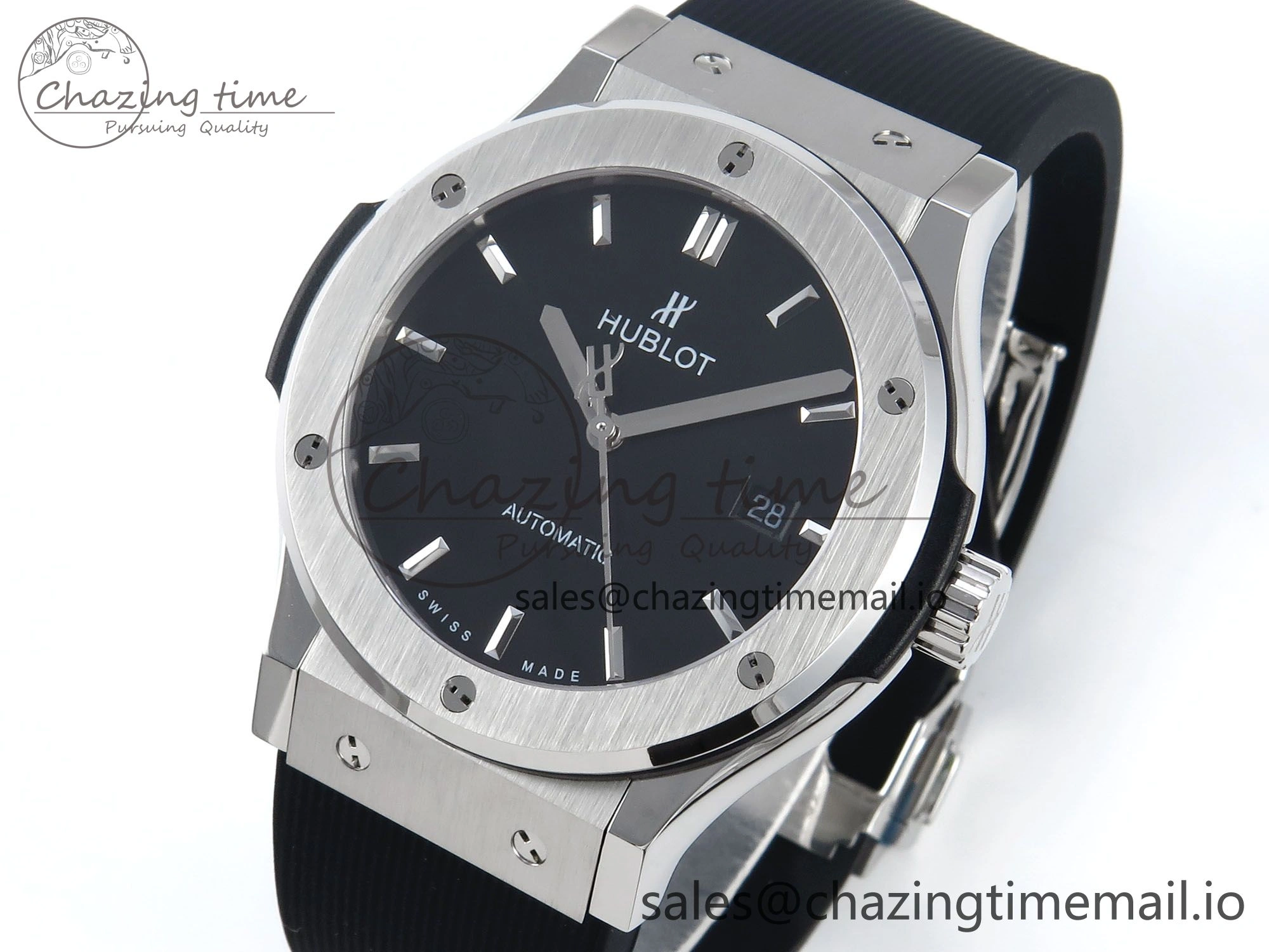 Classic Fusion Bang 42mm HBF 1:1 Best Edition Black Dial on Black Rubber Strap A2892