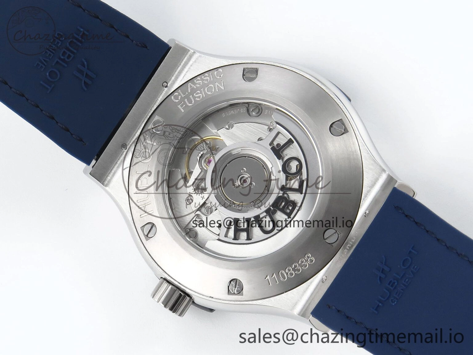Classic Fusion Bang 42mm HBF 1:1 Best Edition Blue Dial Diamonds Bezel on Blue Leather Strap A2892