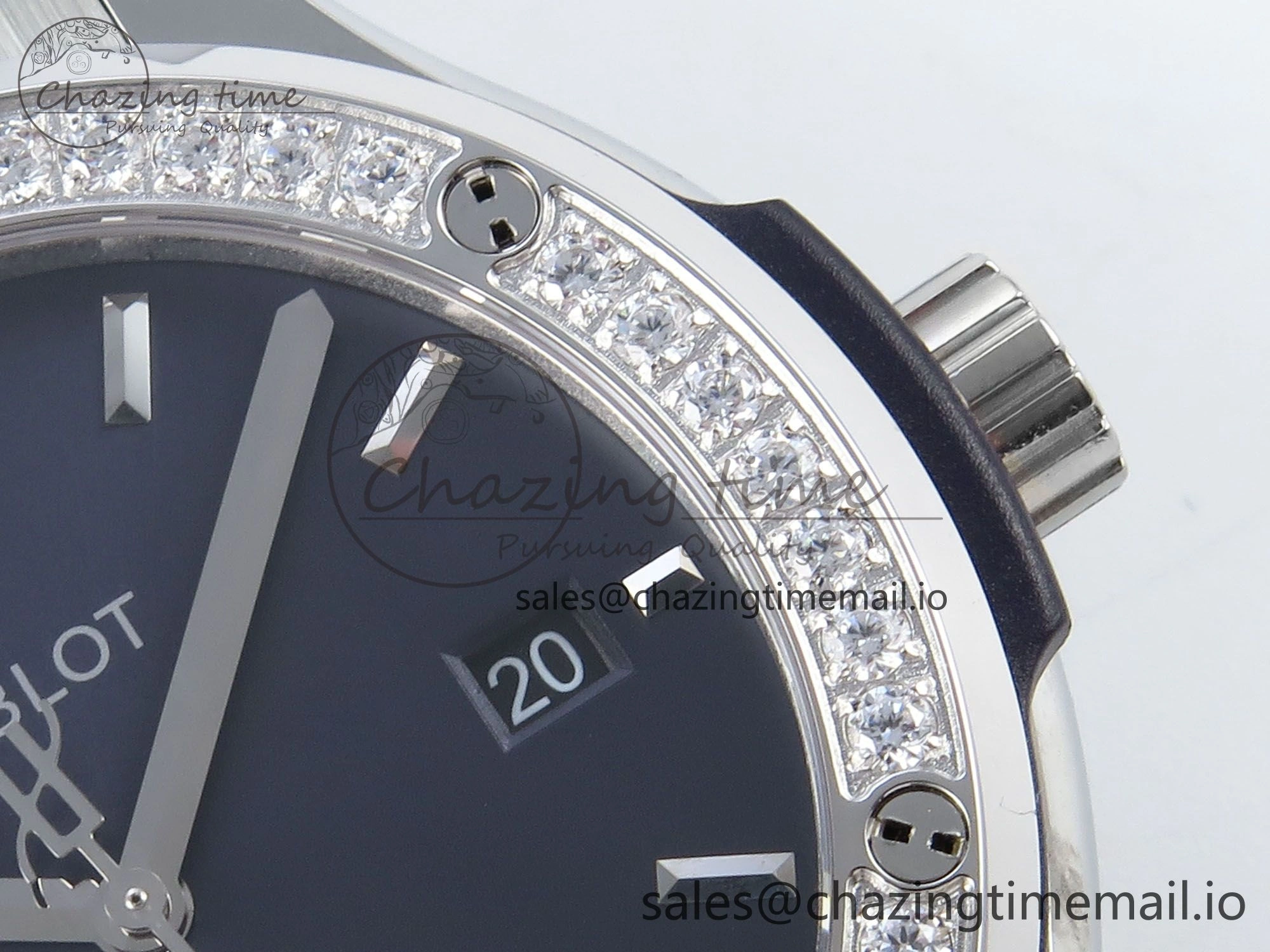 Classic Fusion Bang 42mm HBF 1:1 Best Edition Blue Dial Diamonds Bezel on Blue Leather Strap A2892