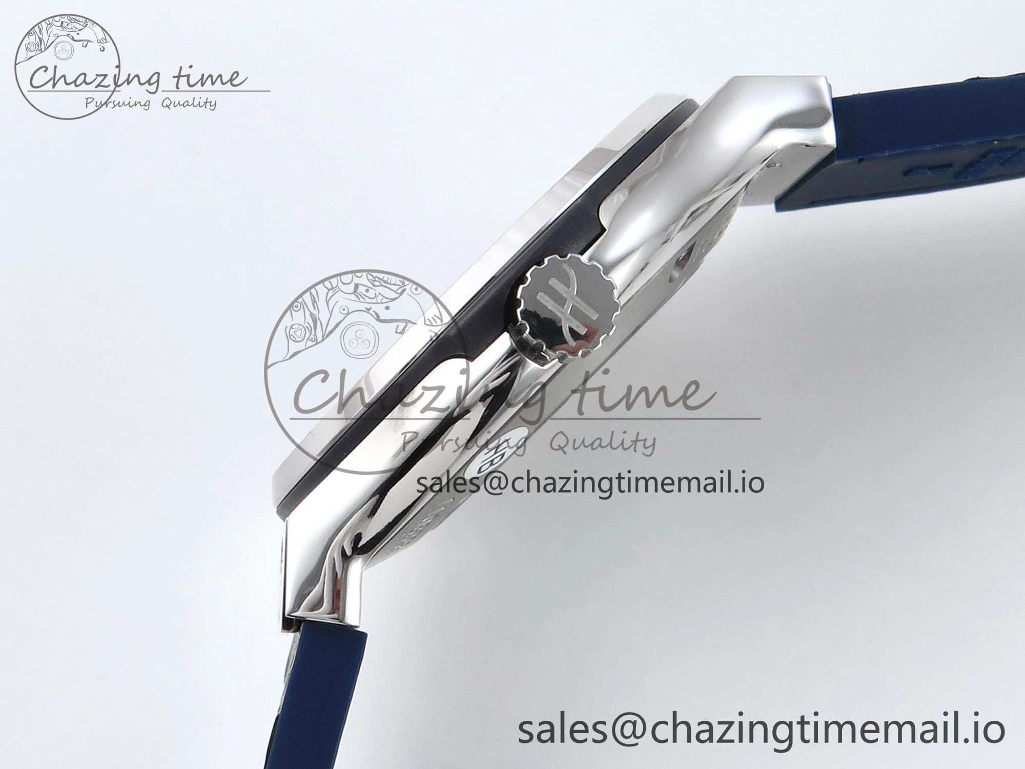 Classic Fusion Bang 42mm HBF 1:1 Best Edition Blue Dial Diamonds Bezel on Blue Leather Strap A2892