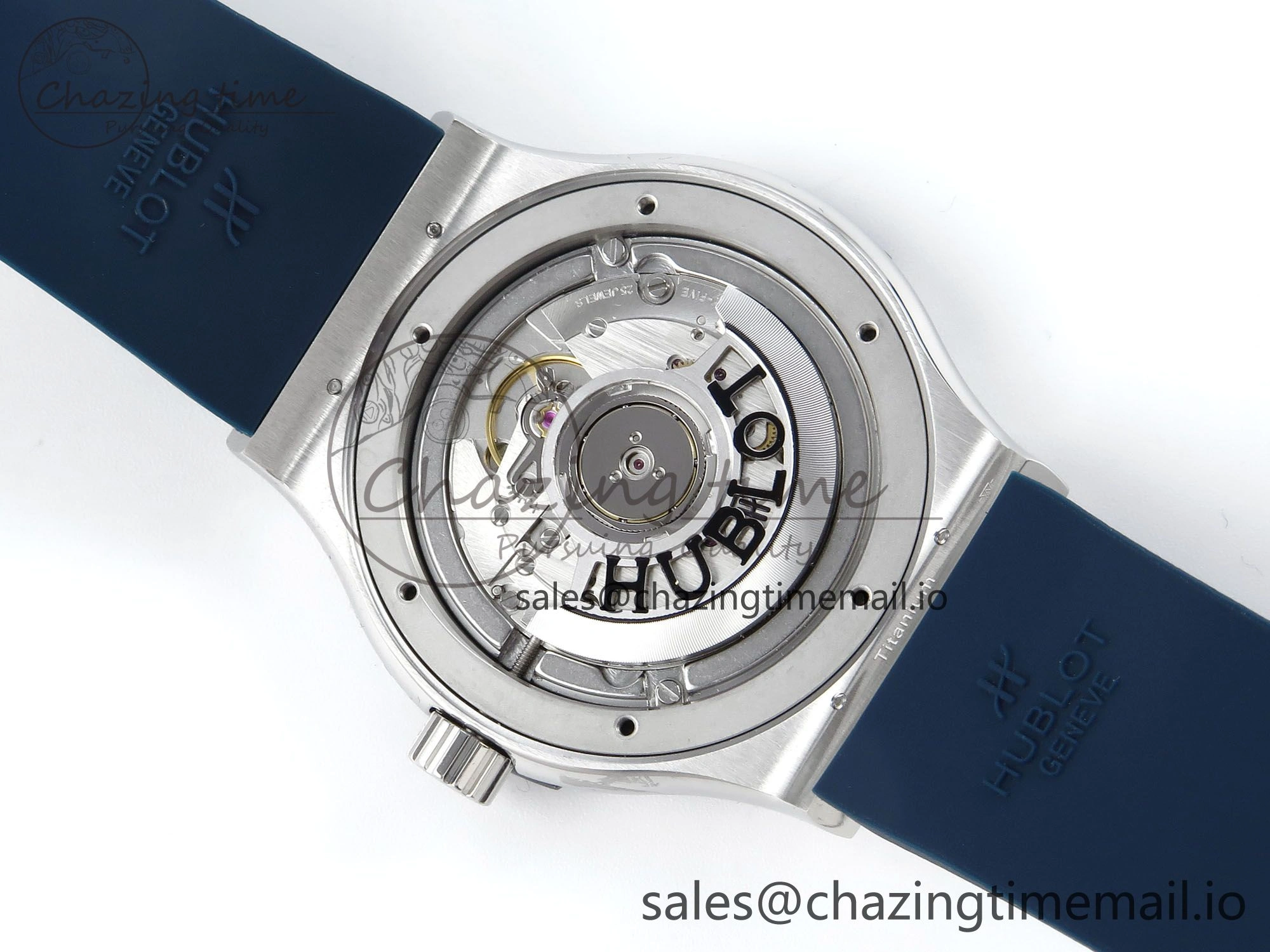 Classic Fusion Bang 42mm HBF 1:1 Best Edition Blue Dial Diamonds Bezel on Blue Rubber Strap A2892