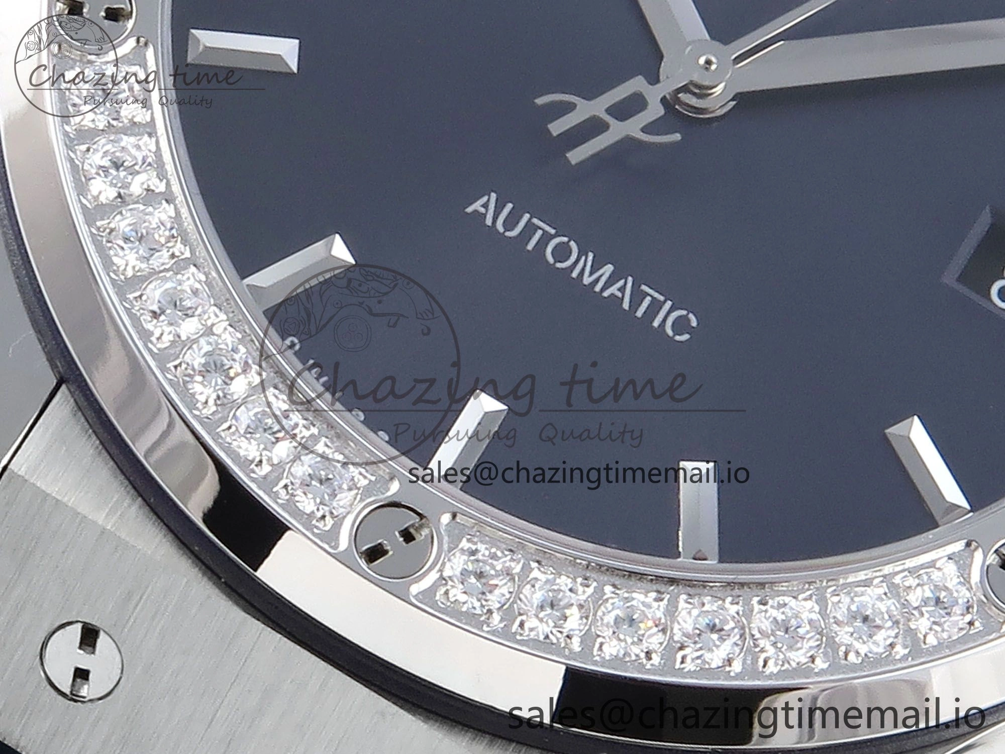 Classic Fusion Bang 42mm HBF 1:1 Best Edition Blue Dial Diamonds Bezel on Blue Rubber Strap A2892