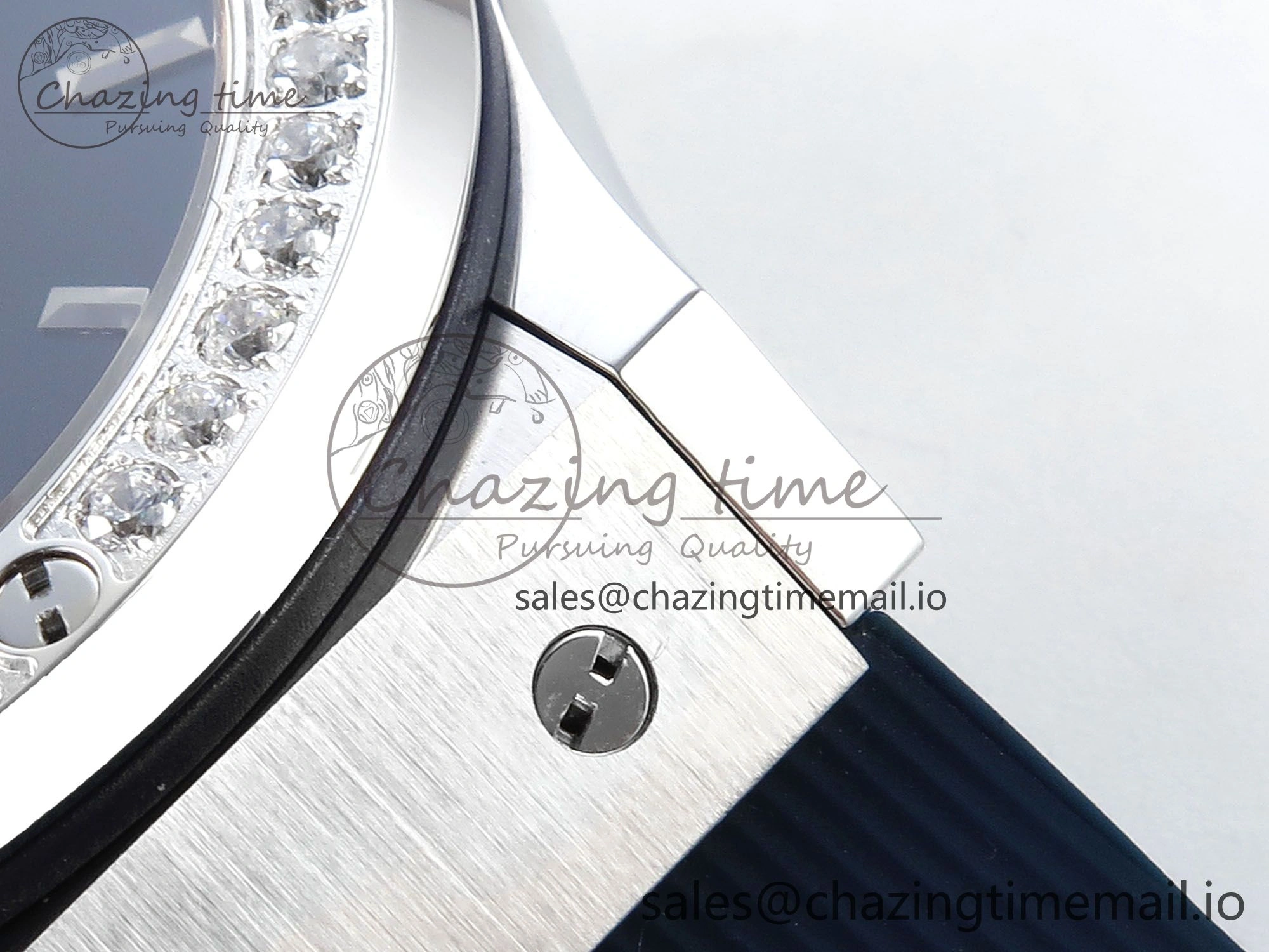 Classic Fusion Bang 42mm HBF 1:1 Best Edition Blue Dial Diamonds Bezel on Blue Rubber Strap A2892