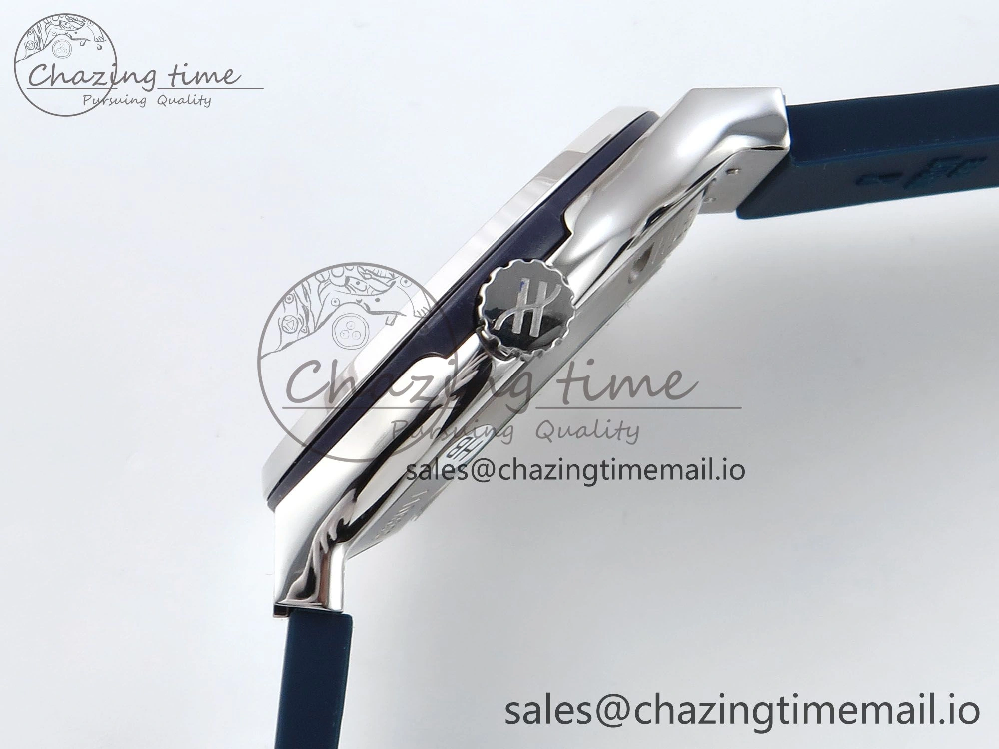 Classic Fusion Bang 42mm HBF 1:1 Best Edition Blue Dial Diamonds Bezel on Blue Rubber Strap A2892