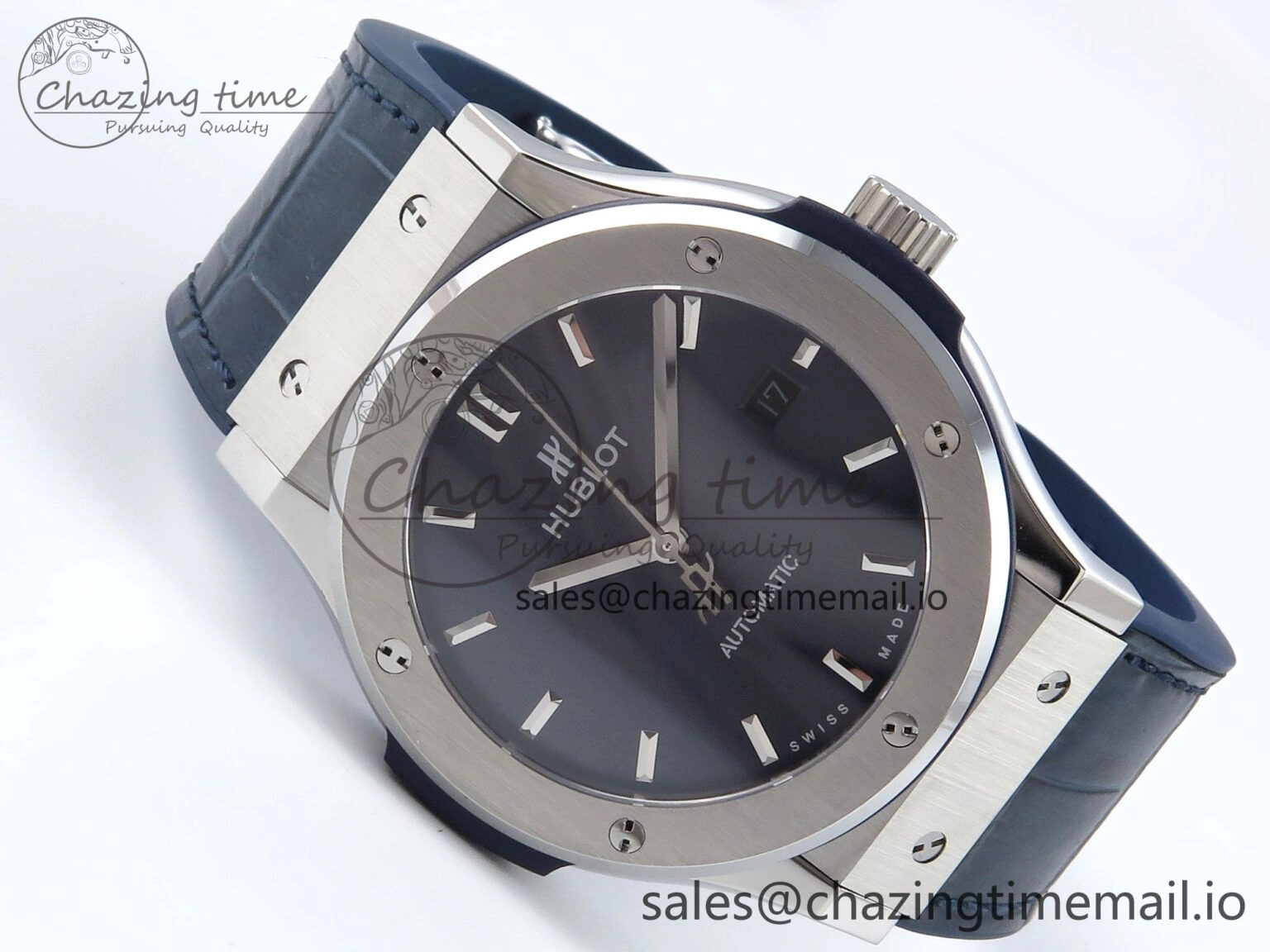 Classic Fusion Bang 42mm HBF 1:1 Best Edition Blue Dial on Blue Leather Strap A2892