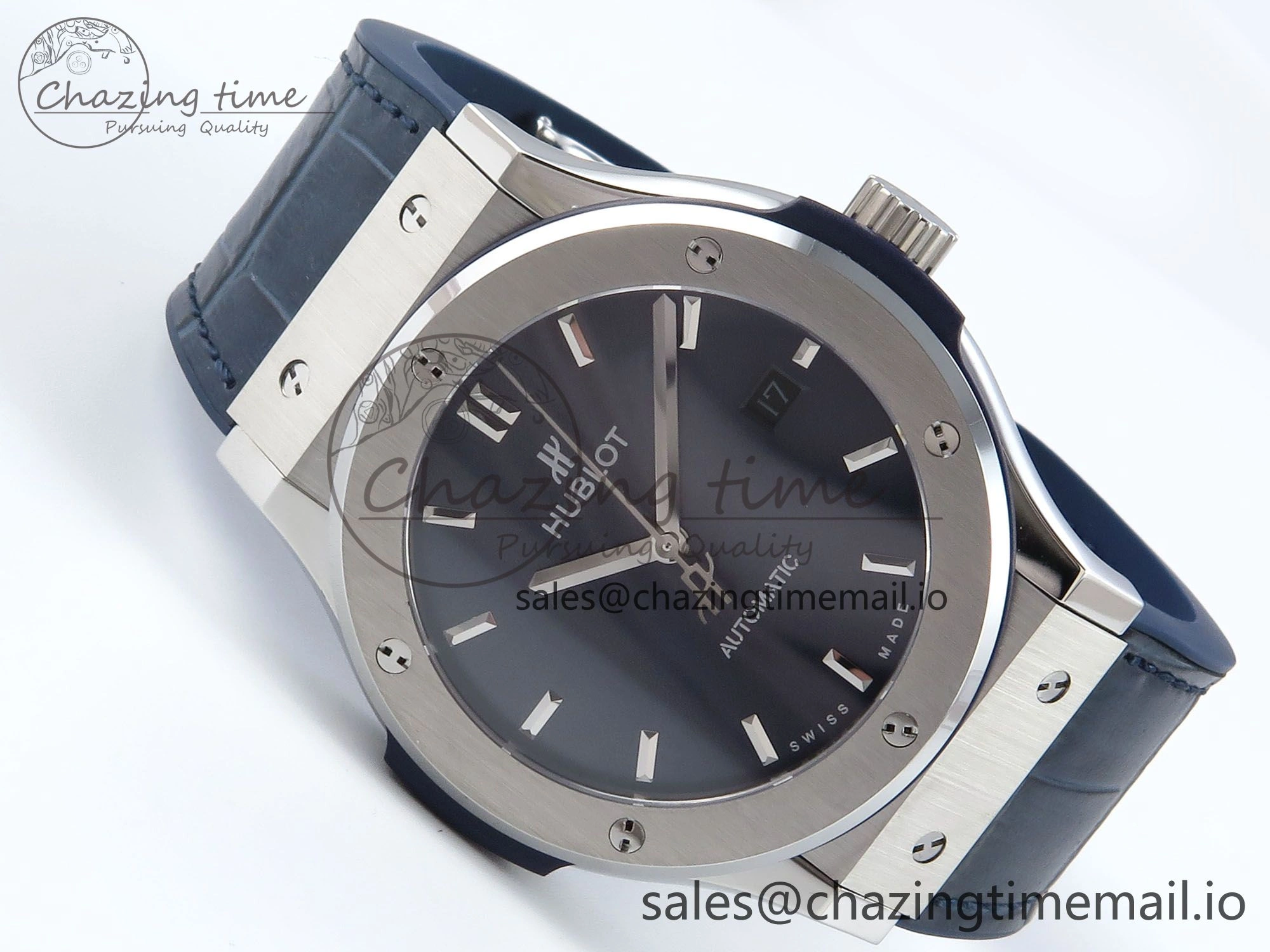 Classic Fusion Bang 42mm HBF 1:1 Best Edition Blue Dial on Blue Leather Strap A2892