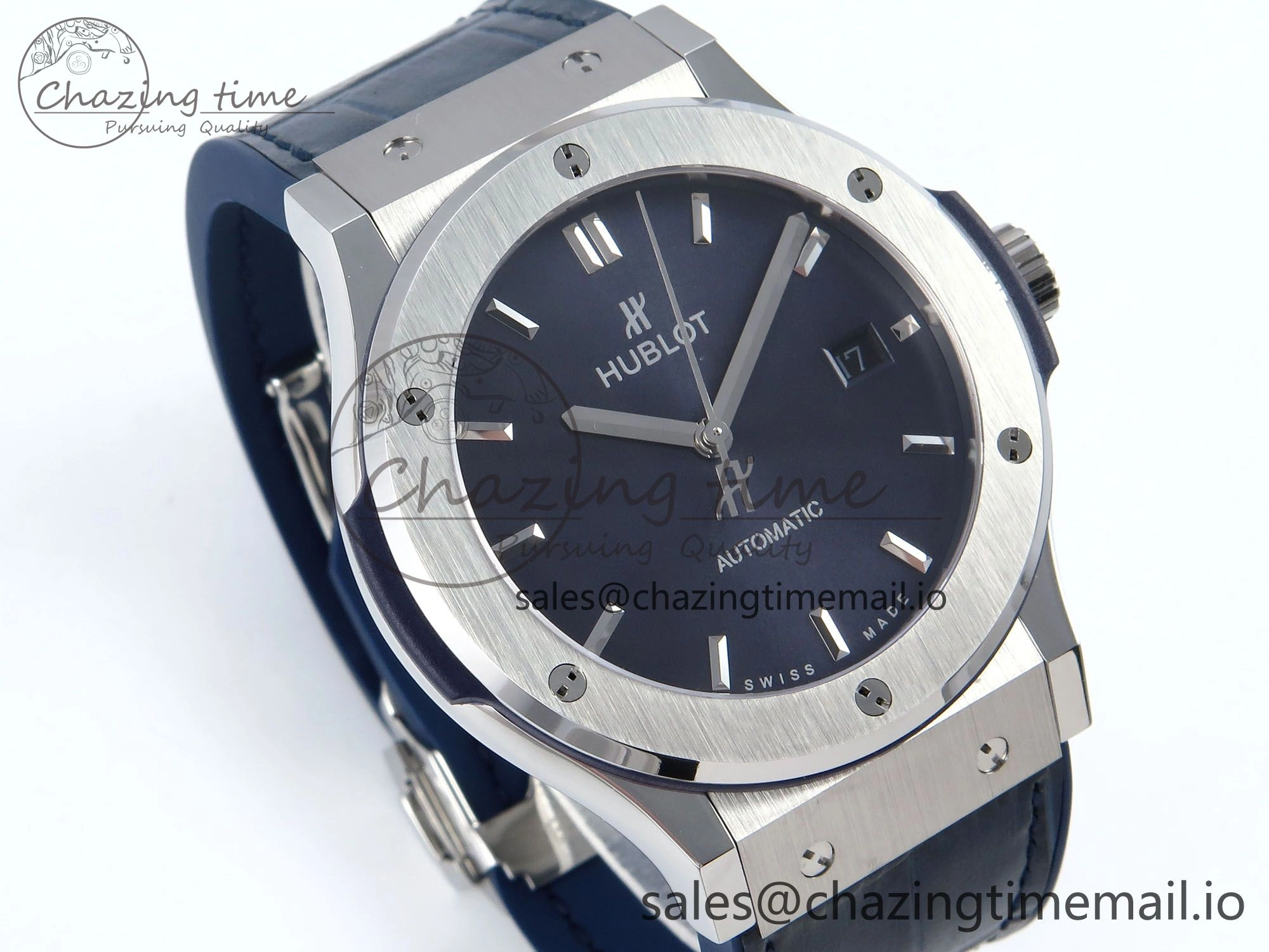 Classic Fusion Bang 42mm HBF 1:1 Best Edition Blue Dial on Blue Leather Strap A2892