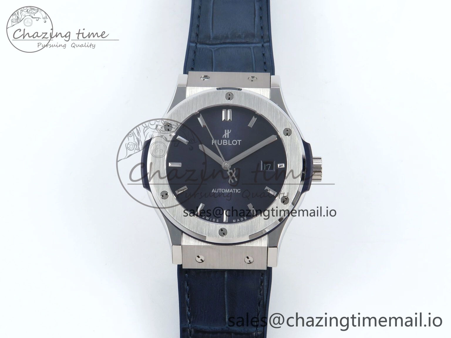 Classic Fusion Bang 42mm HBF 1:1 Best Edition Blue Dial on Blue Leather Strap A2892