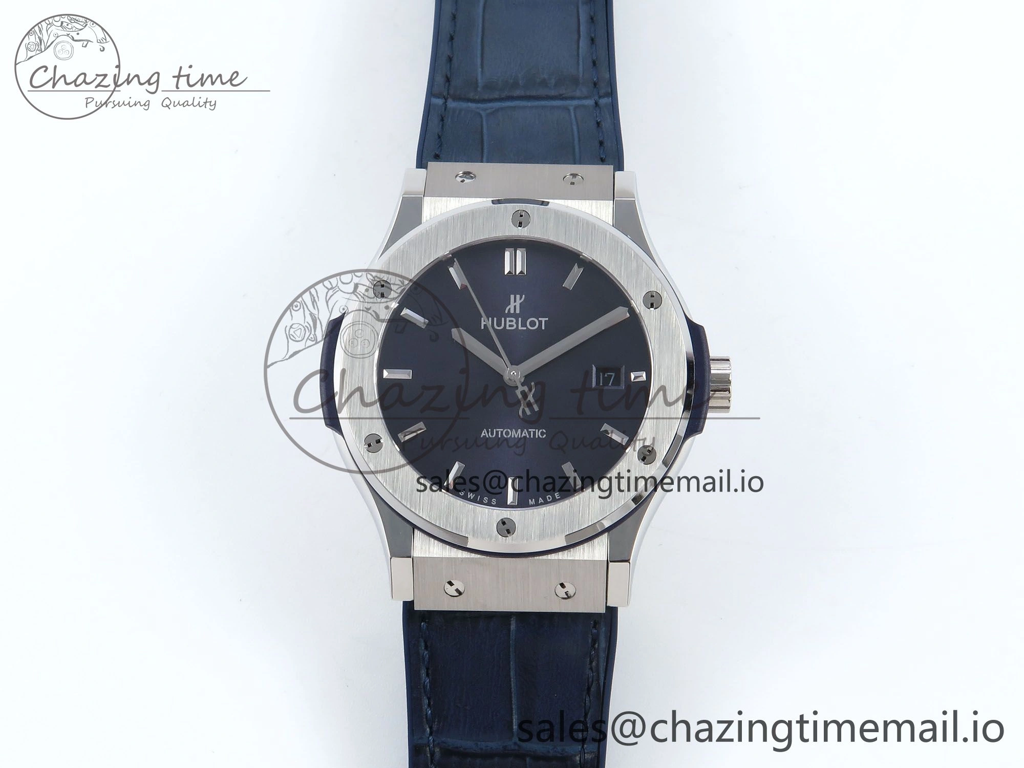 Classic Fusion Bang 42mm HBF 1:1 Best Edition Blue Dial on Blue Leather Strap A2892