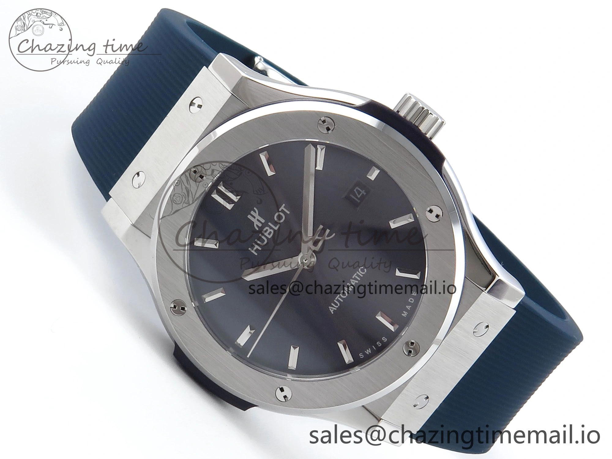 Classic Fusion Bang 42mm HBF 1:1 Best Edition Blue Dial on Blue Rubber Strap A2892
