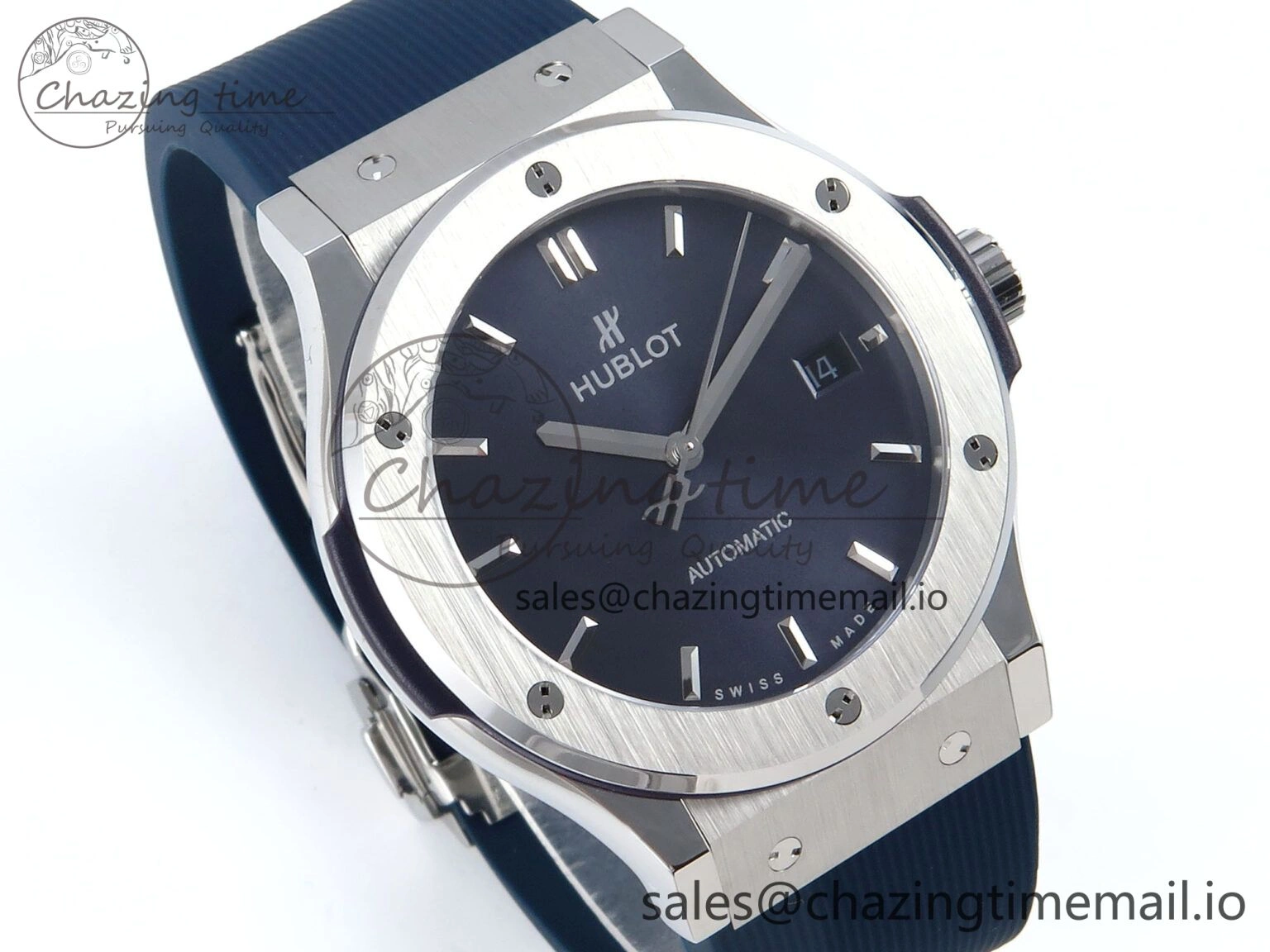 Classic Fusion Bang 42mm HBF 1:1 Best Edition Blue Dial on Blue Rubber Strap A2892