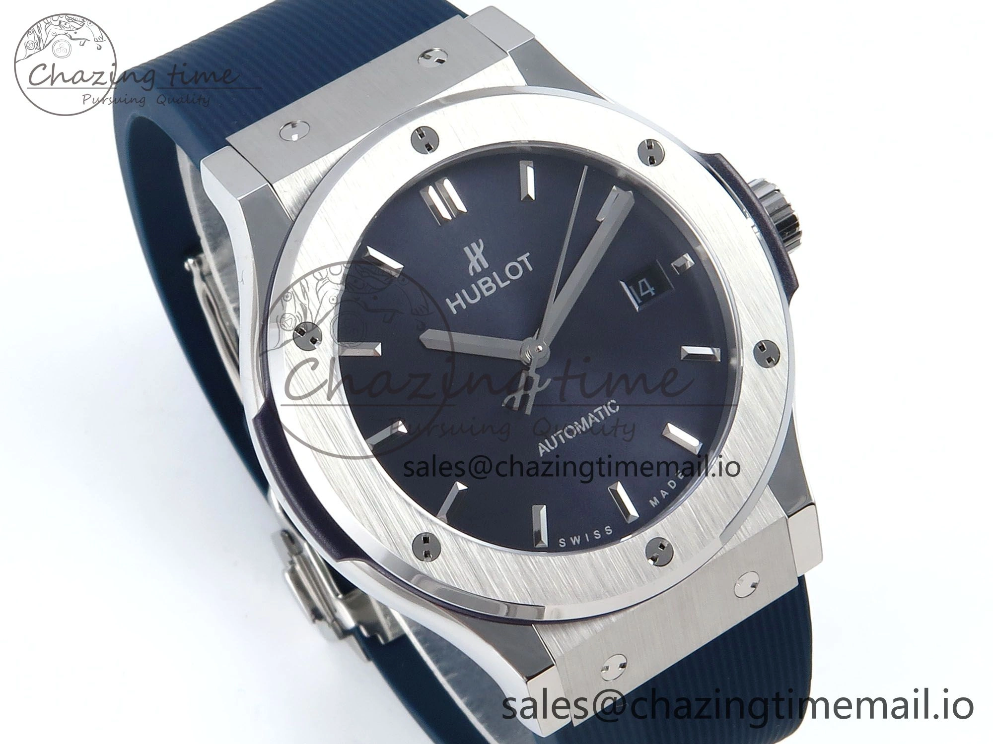 Classic Fusion Bang 42mm HBF 1:1 Best Edition Blue Dial on Blue Rubber Strap A2892