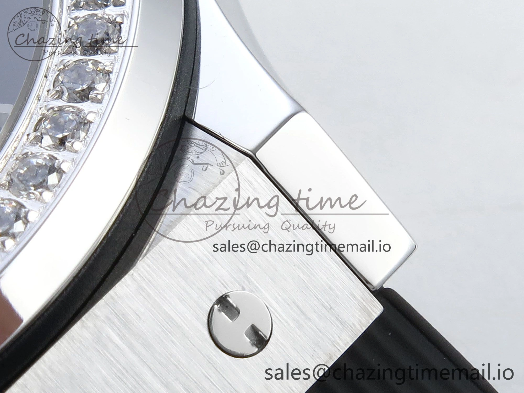 Classic Fusion Bang 42mm HBF 1:1 Best Edition Gray Dial Diamonds Bezel on Gray Rubber Strap A2892