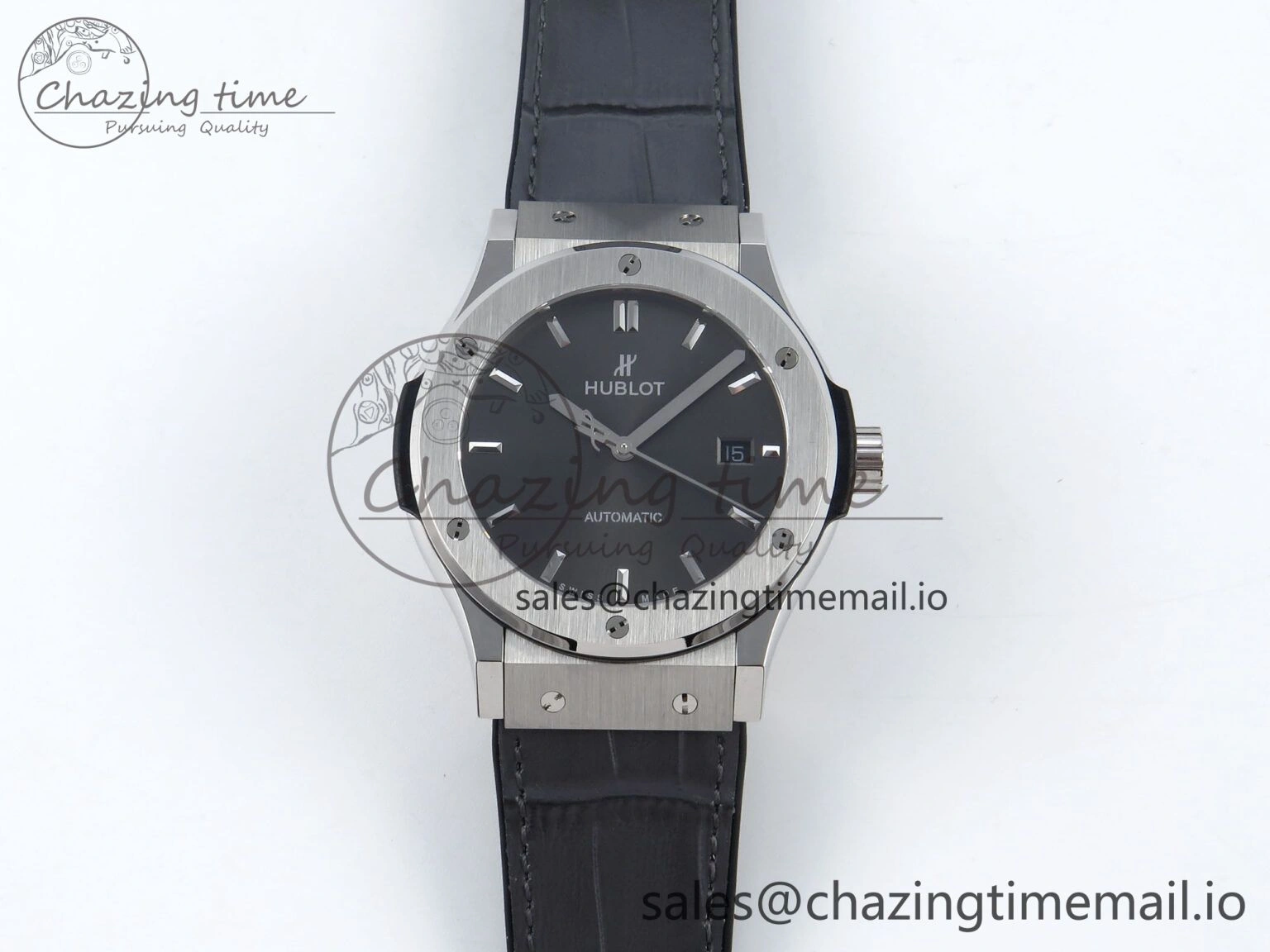 Classic Fusion Bang 42mm HBF 1:1 Best Edition Gray Dial on Gray Leather Strap A2892