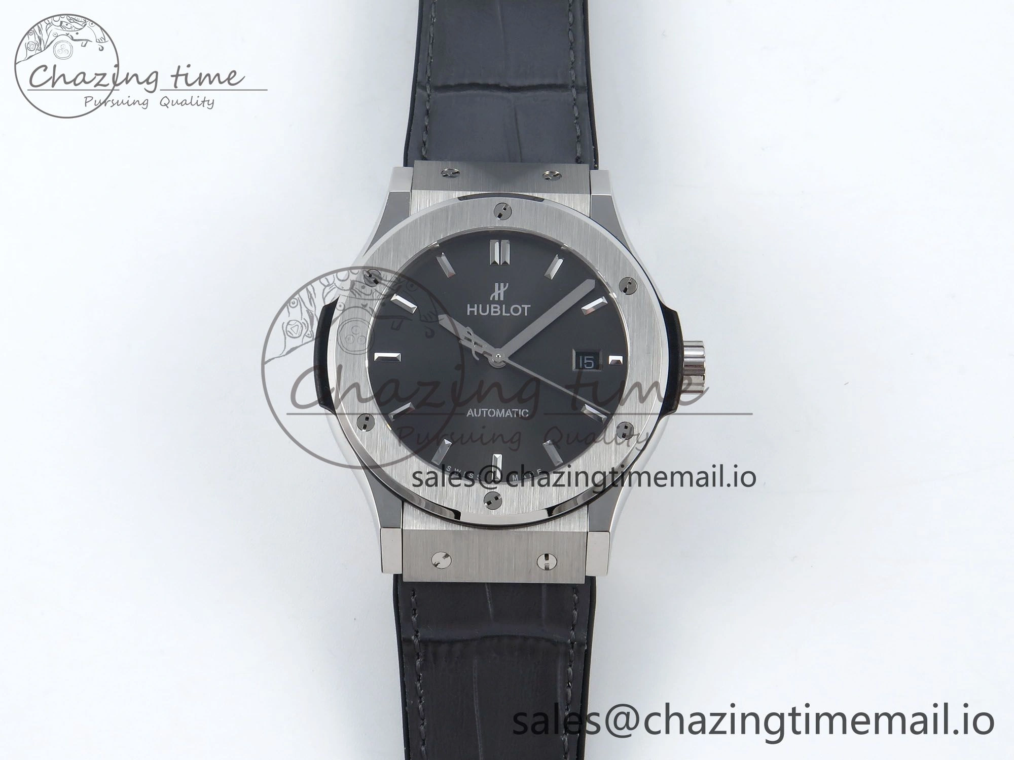 Classic Fusion Bang 42mm HBF 1:1 Best Edition Gray Dial on Gray Leather Strap A2892