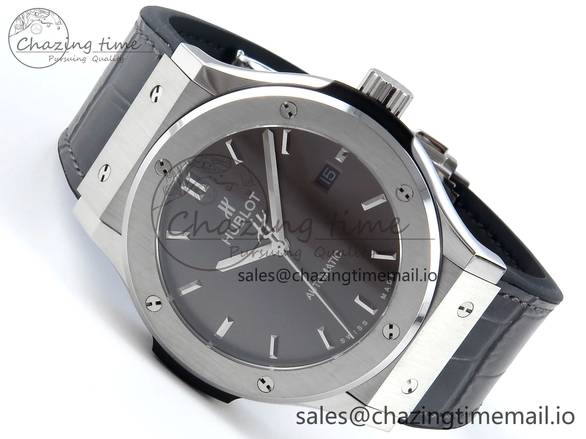 Classic Fusion Bang 42mm HBF 1:1 Best Edition Gray Dial on Gray Leather Strap A2892