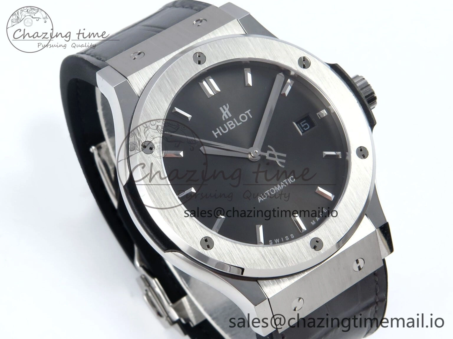 Classic Fusion Bang 42mm HBF 1:1 Best Edition Gray Dial on Gray Leather Strap A2892