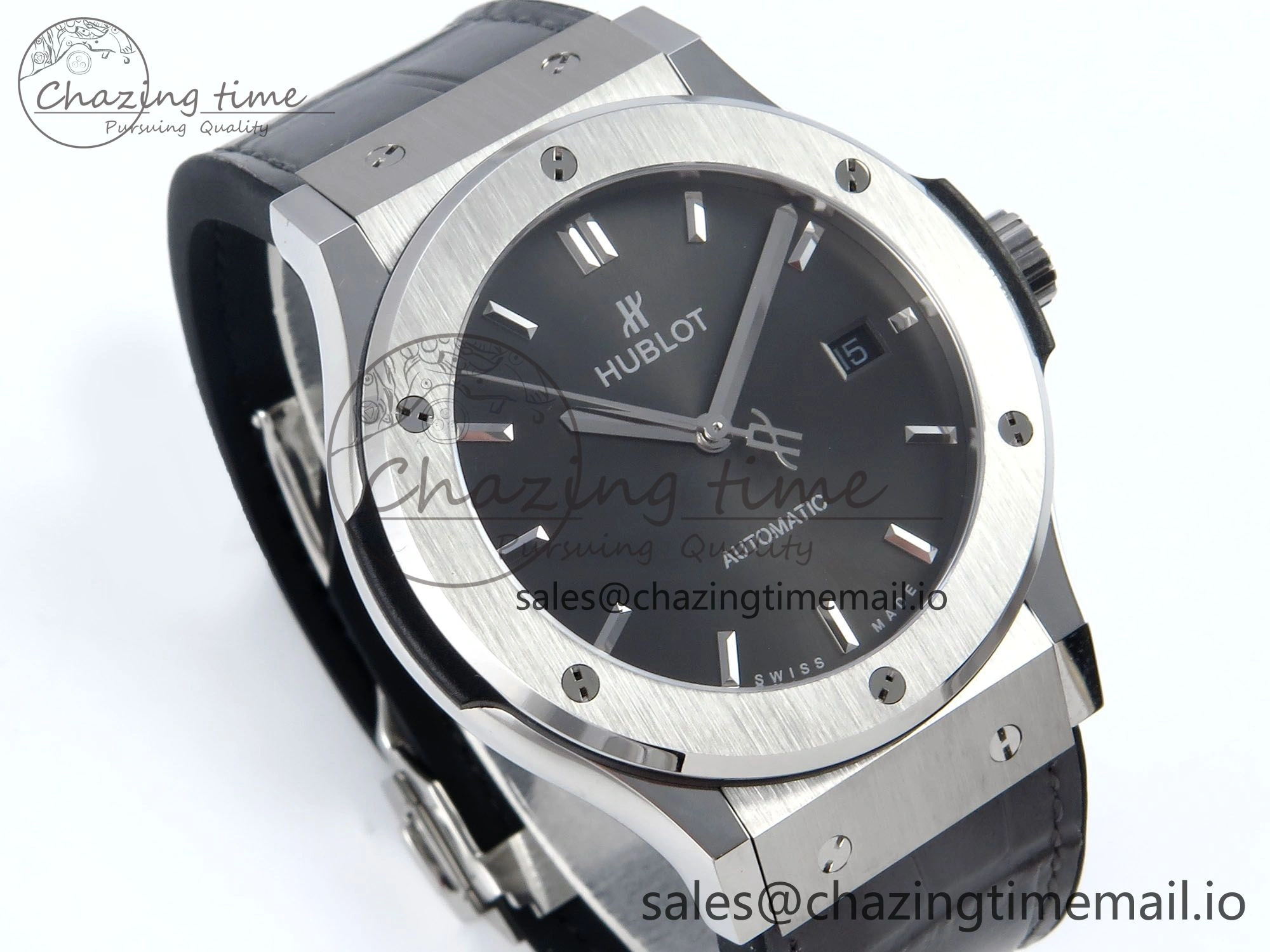 Classic Fusion Bang 42mm HBF 1:1 Best Edition Gray Dial on Gray Leather Strap A2892