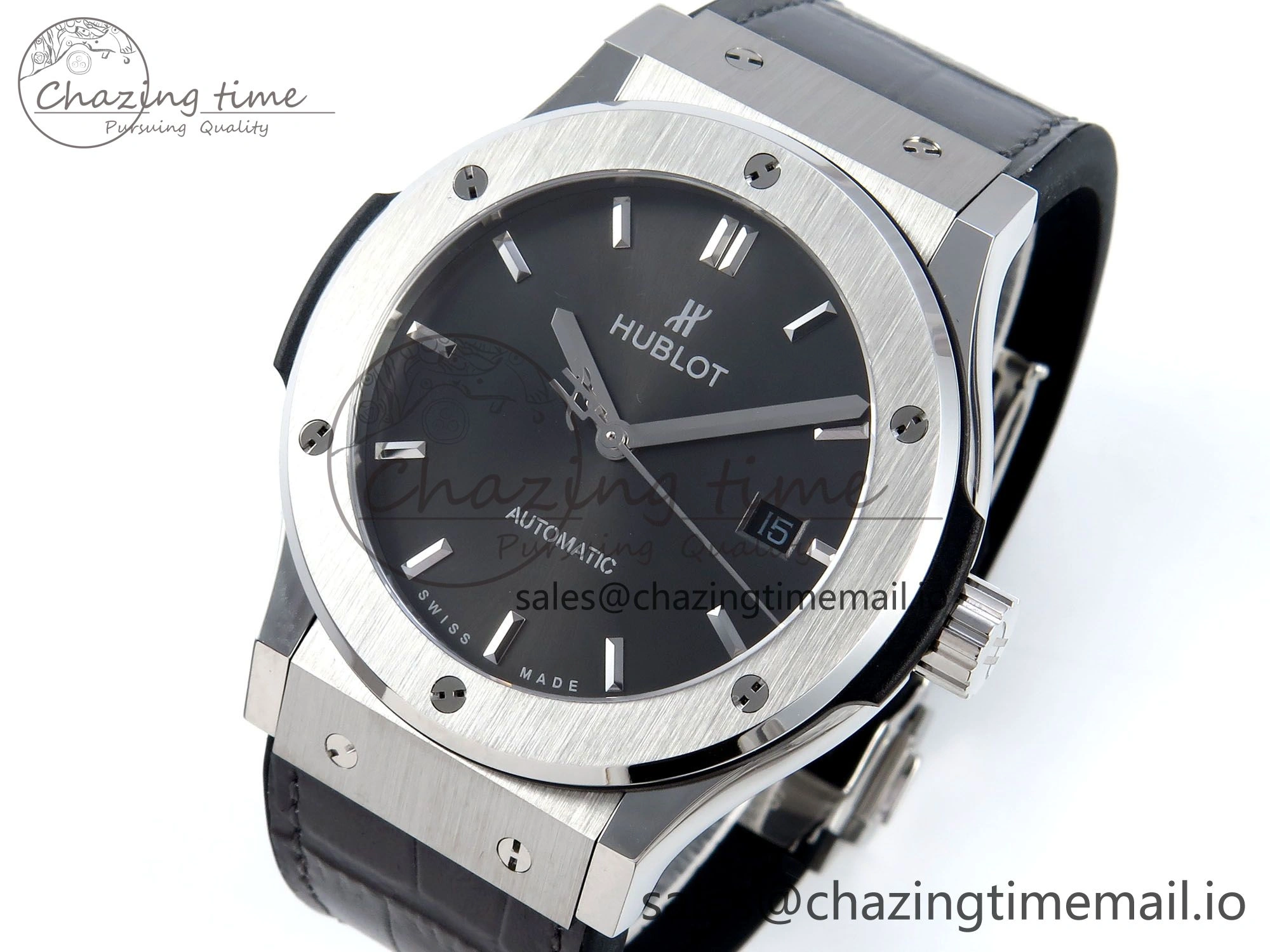 Classic Fusion Bang 42mm HBF 1:1 Best Edition Gray Dial on Gray Leather Strap A2892