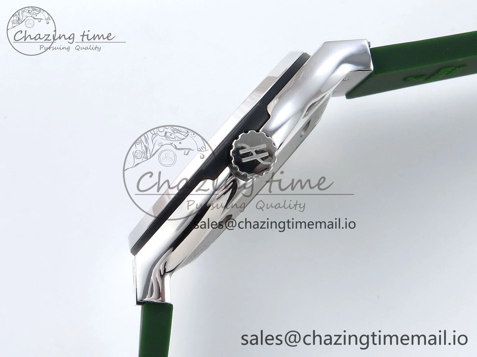 Classic Fusion Bang 42mm HBF 1:1 Best Edition Green Dial Diamonds Bezel on Green Rubber Strap A2892