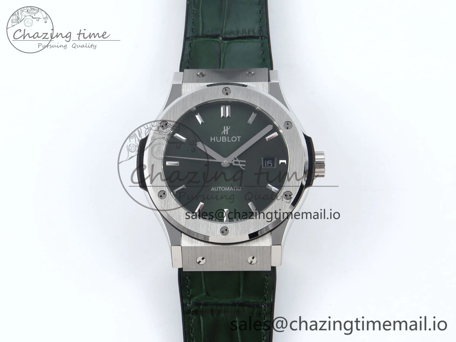 Classic Fusion Bang 42mm HBF 1:1 Best Edition Green Dial on Green Leather Strap A2892
